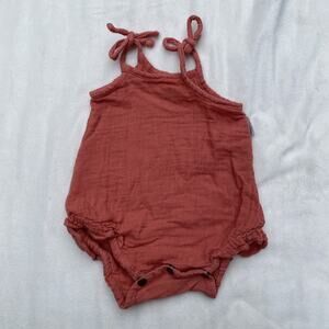 Loved Baby Coral Pink Organic Cotton Muslin Bubble Romper